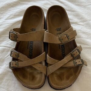 Birkenstock Women’s Franca Cross Strap Sandals Tan Leather 36
